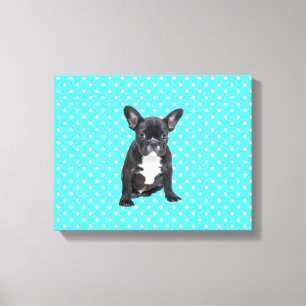 Toile Chien à taureaux français mignon avec Pois bleu