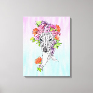 Toile Chien blanc de la citrouille italienne dessinant d