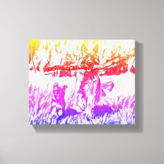 Toile chien "Boundless Joy : Mumu in Action" (Recto)