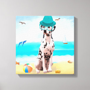 Toile Chien Dalmation sur la plage