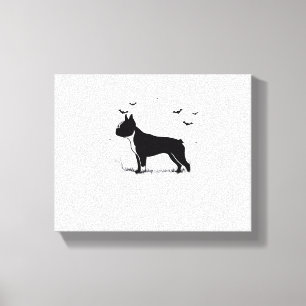 Toile Chien de Boston Terrier - Halloween Moon Silhouett
