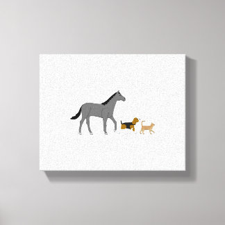 Toile chien de cheval et chat