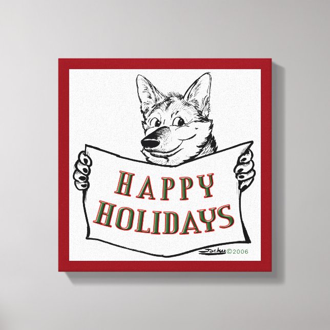 Toile Chien de Noël : Joyeuses fêtes ! (Recto)