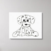 Chien en dalmate dessin simple noir