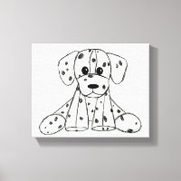 Chien en dalmate dessin simple noir
