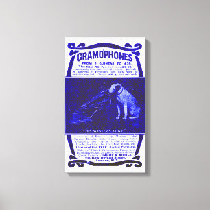 Toile Chien et gramophone