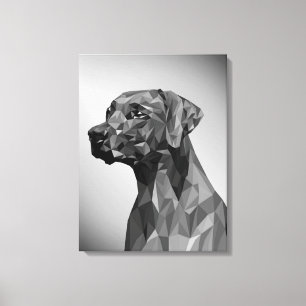 Toile Chien géométrique gris
