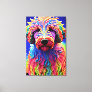 Toile Chien Goldendoodle Abstrait Coloré