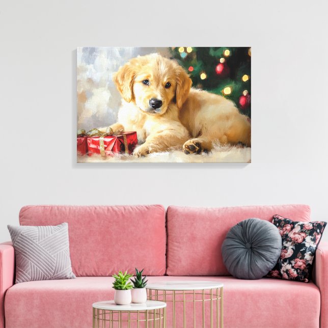 Toile Chien mignon avec cadeaux de Noël comme peinture (Insitu(Salon))