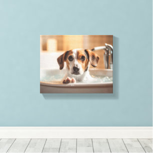 Toile Chien mignon dans la baignoire Parfait pour salle 
