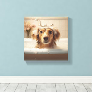 Toile Chien mignon dans la baignoire Parfait pour salle 