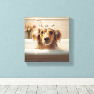 Toile Chien mignon dans la baignoire Parfait pour salle 