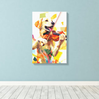 Toile Chien mignon jouant d'un violon