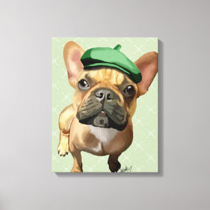 Toile Chien-taureaux français Brown avec Casquette vert