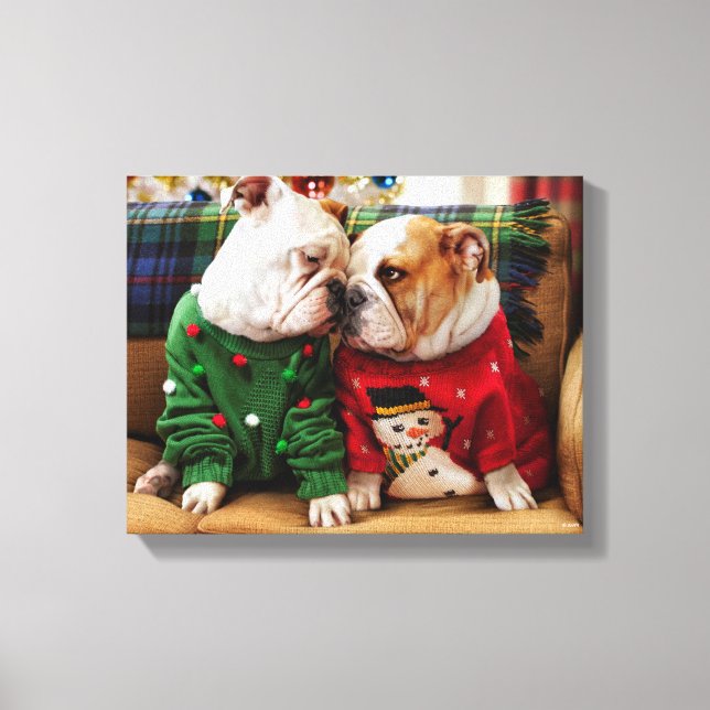Toile Chiens de Noël en pulls (Recto)