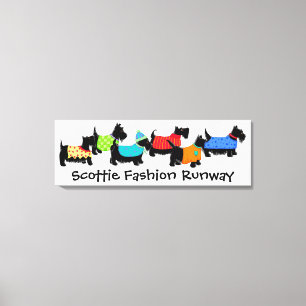Toile Chiens écossais noirs Mode Runway Turquoise Art