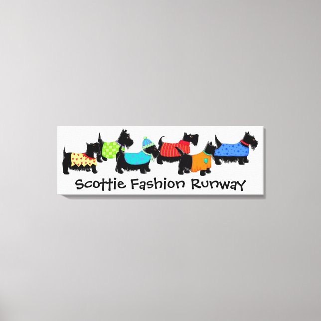 Toile Chiens écossais noirs Mode Runway Turquoise Art (Recto)