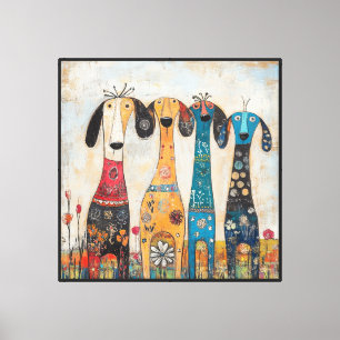 Toile Chiens Fous Longs et Minces