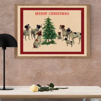 Toile Chiens terriers de Noël victoriens vintage