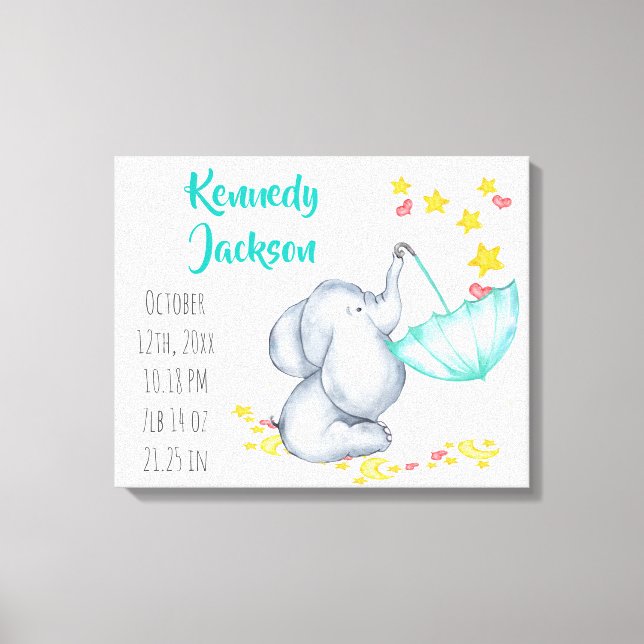 Toile Chiffres de naissance de bébé Statistiques Coeurs  (Recto)