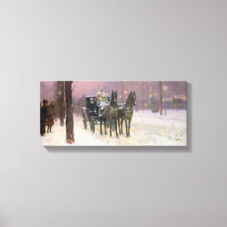 Toile Childe Hassam - Scène de rue avec deux taxis