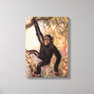 Toile Chimpanzé par CE Swan, Animaux sauvages de la jung