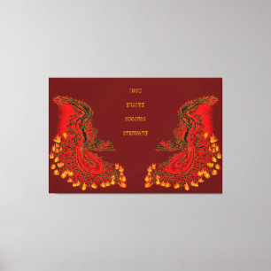 Toile Chine Dragon rouge et or design