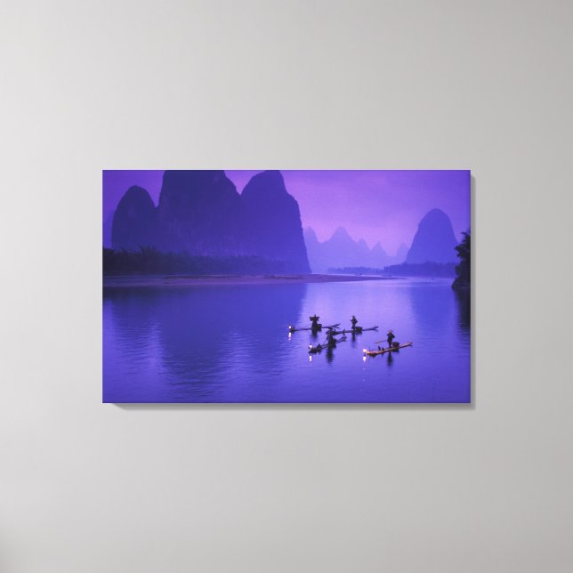 Toile Chine, Li River. Les pêcheurs de cormorans. (Recto)