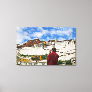 Toile Chine, Tibet, Lhasa, moine tibétain avec Potala