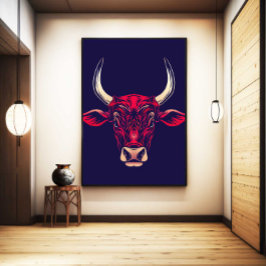 Toile Chinese Zodiac Ox Wall Art Print Japandi Decor
