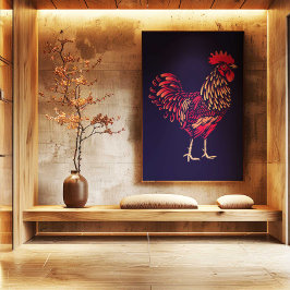Toile Chinese Zodiac Rooster Wall Art Print | Japandi 