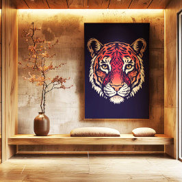 Toile Chinese Zodiac Tiger Wall Art Print Japandi Decor