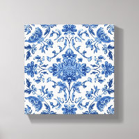 Chinoiserie Florale Bleue Aquarelle Blanche