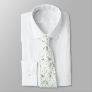 Toile Chinoiserie Vintage Blumen Grün Krawatte