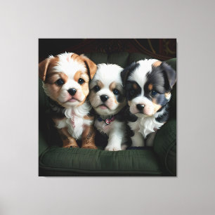 Toile Chiots super mignons sur le canapé 2