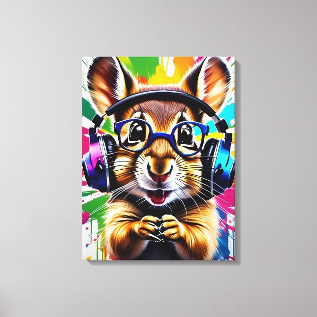 Toile Chipmunk dans les casques, graffiti (Recto)