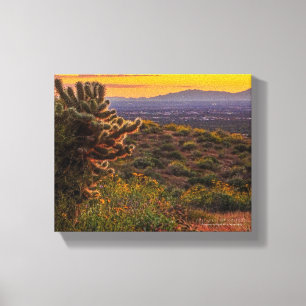 Toile Cholla Cactus Fleurs du désert Arizona Coucher de 