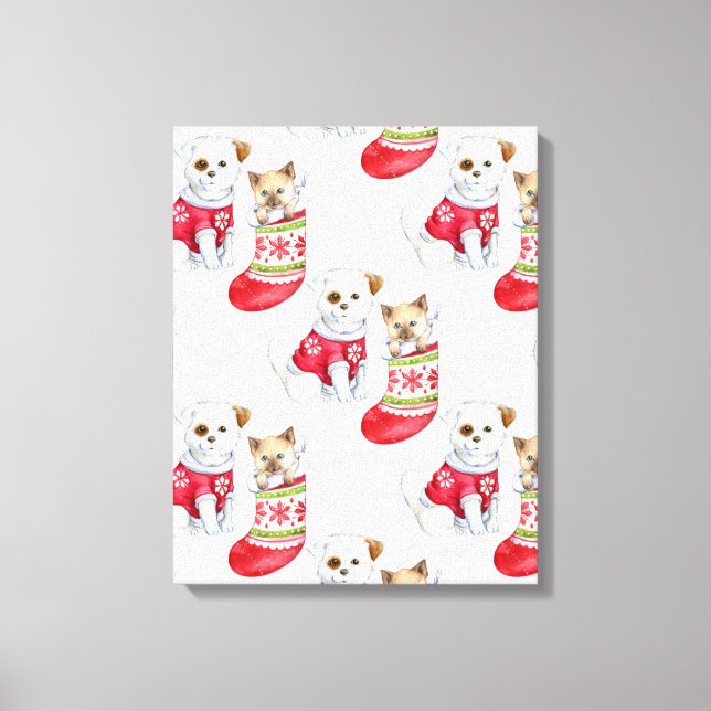 Toile Christmas Dog & Cat (Recto)
