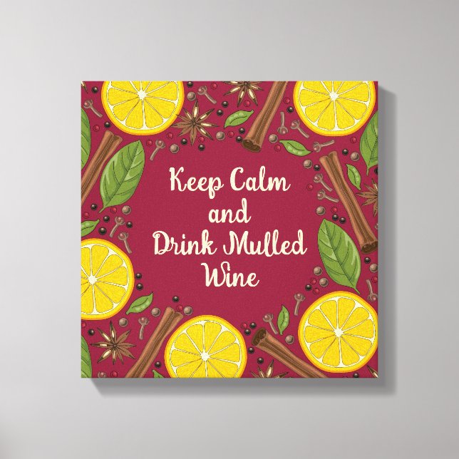 Toile Christmas mulled wine spicy burgundy (Recto)