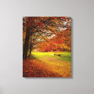 Toile Chute des feuilles d'automne sur le sentier de mar