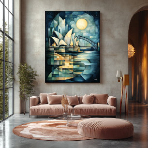 Toile Ciel abstrait géométrique de Sydney avec l'Opéra