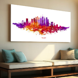 Toile Ciel de New York aquarelle sur blanc