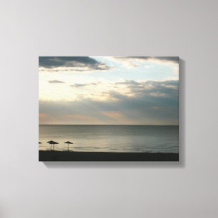 Toile Ciel matinal sur la plage en Grèce Photo de paysag