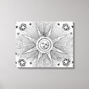 Toile Ciel Nocturne Antique Étoiles Solaires Zodiaque Mé