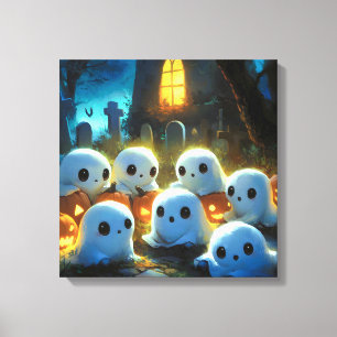 Toile Cimetière de nuit éffrayante mignonne Fantôme d'Ha