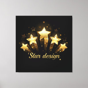 Toile Cinq étoiles d'or en noir