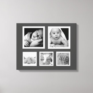 Toile Cinq photos de fave avec images blanches Collage