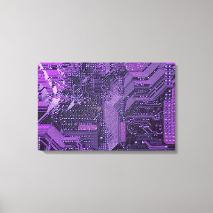 Toile Circuit imprimé cybernétique violet technologie ar