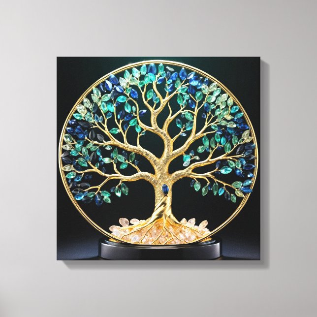 Toile Circular Gemstone Tree of Life (Recto)