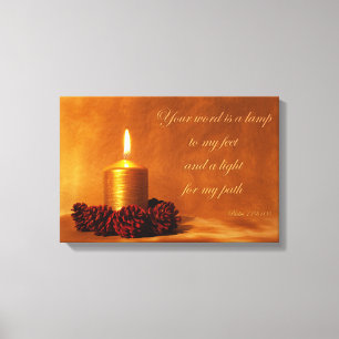 Toile Citation biblique avec bougie de Noël